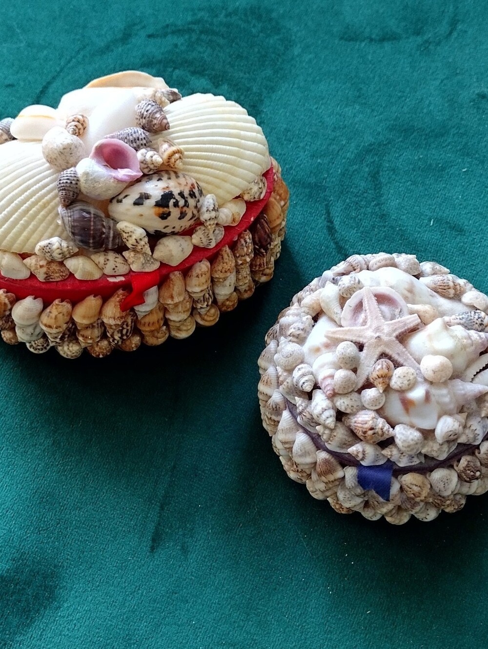 Handcrafted 2 Shell Souvenir Trinket Boxes